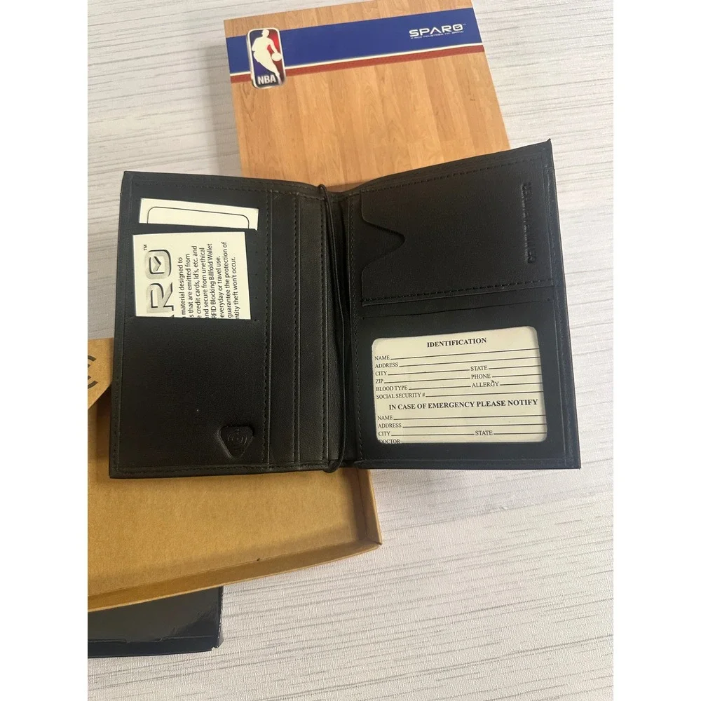 NBA Chicago Bulls Sparo Black Genuine Leather Bifold Wallet RFID Blocking New